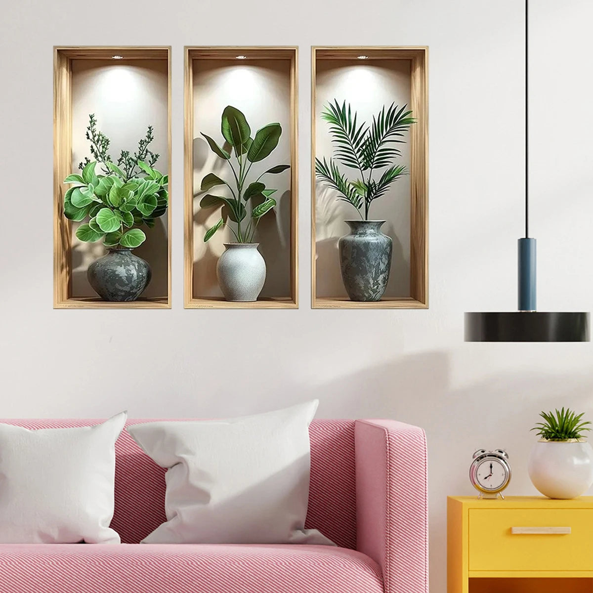 Tropical Jungle Theme Wall Decal Set with 3D Potted Plants