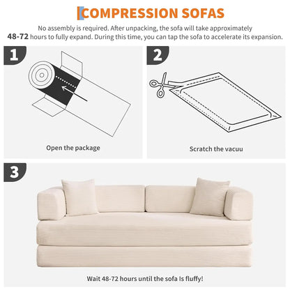 5-in-1 Convertible Sofa Bed,  No Assembly, Multi-Functional Futon