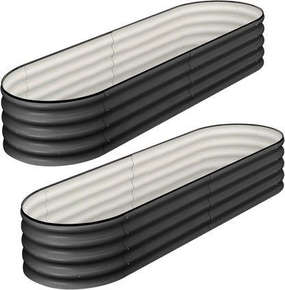 2 Pcs 4.5x2x1ft Oval Raised Garden Bed, Galvanized