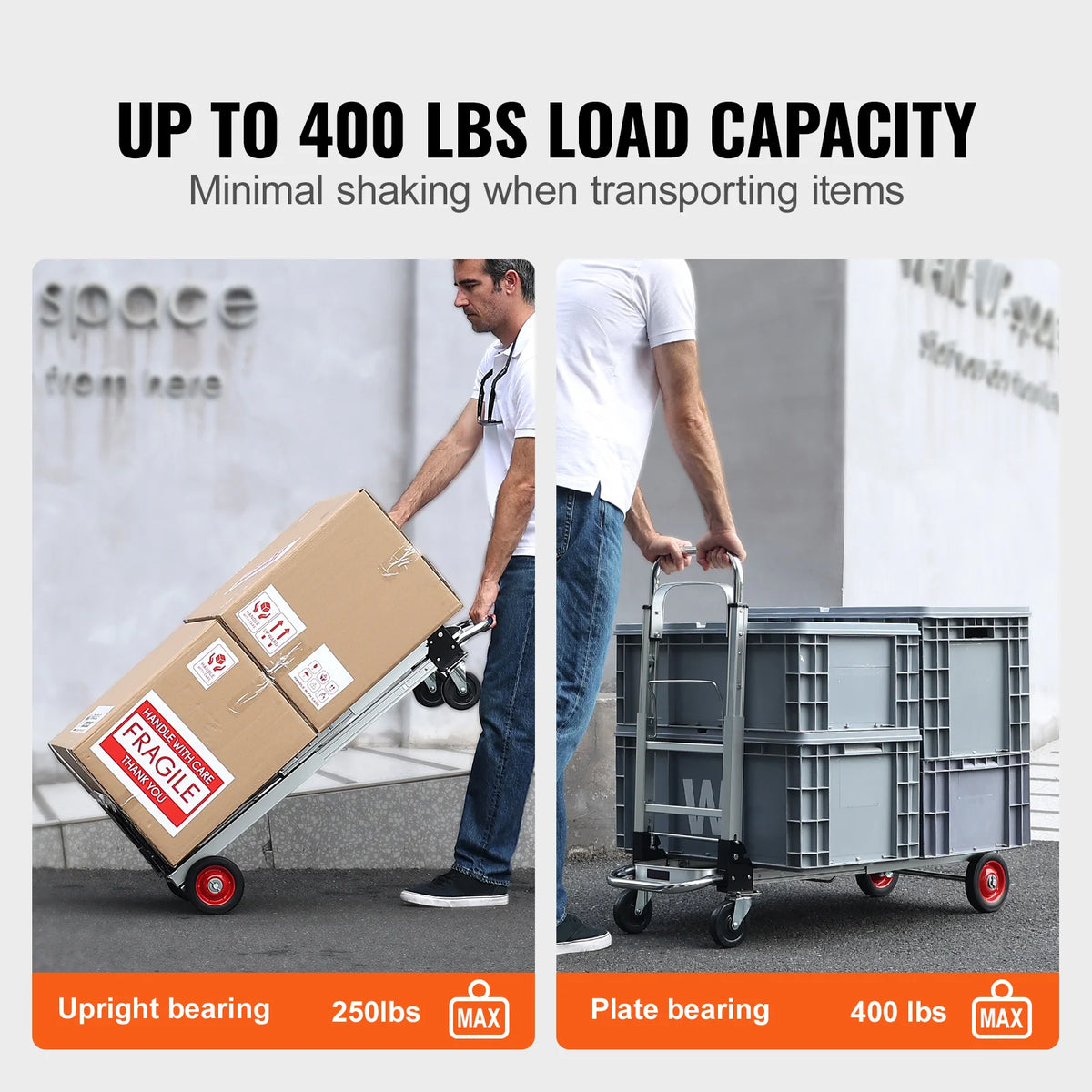 400lbs Folding Hand Truck Lightweight Dolly with Wheels