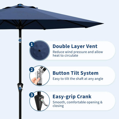 Patio Umbrella With Crank Lift & Tilt Waterproof