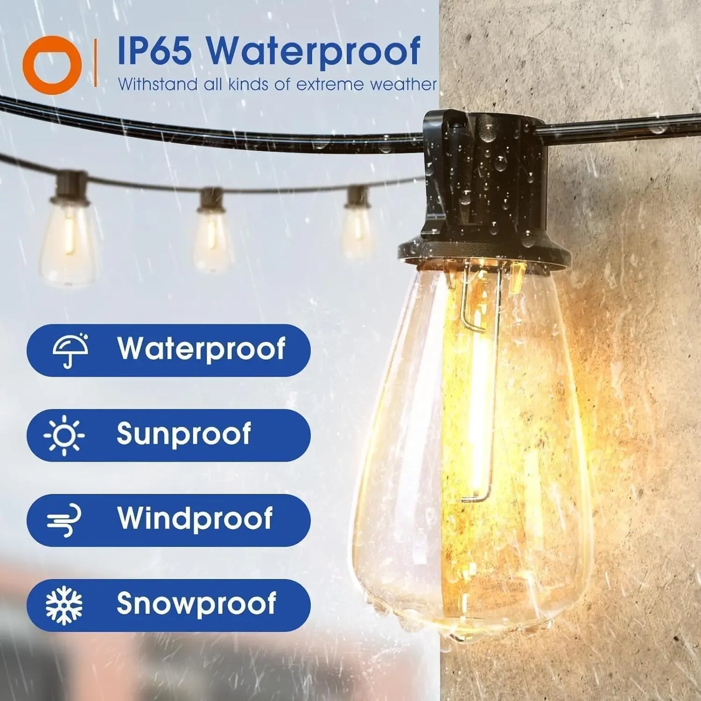 150FT LED Outdoor String Lights Waterproof Patio Lights