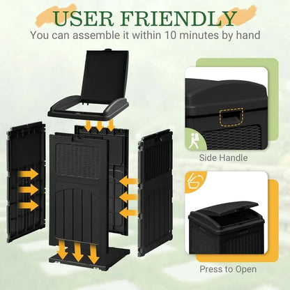 Large 33 Gallon Waterproof Outdoor Trash Bin