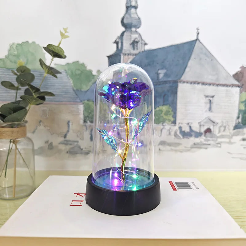 Artificial Glass Flower with Eternal Rose LED