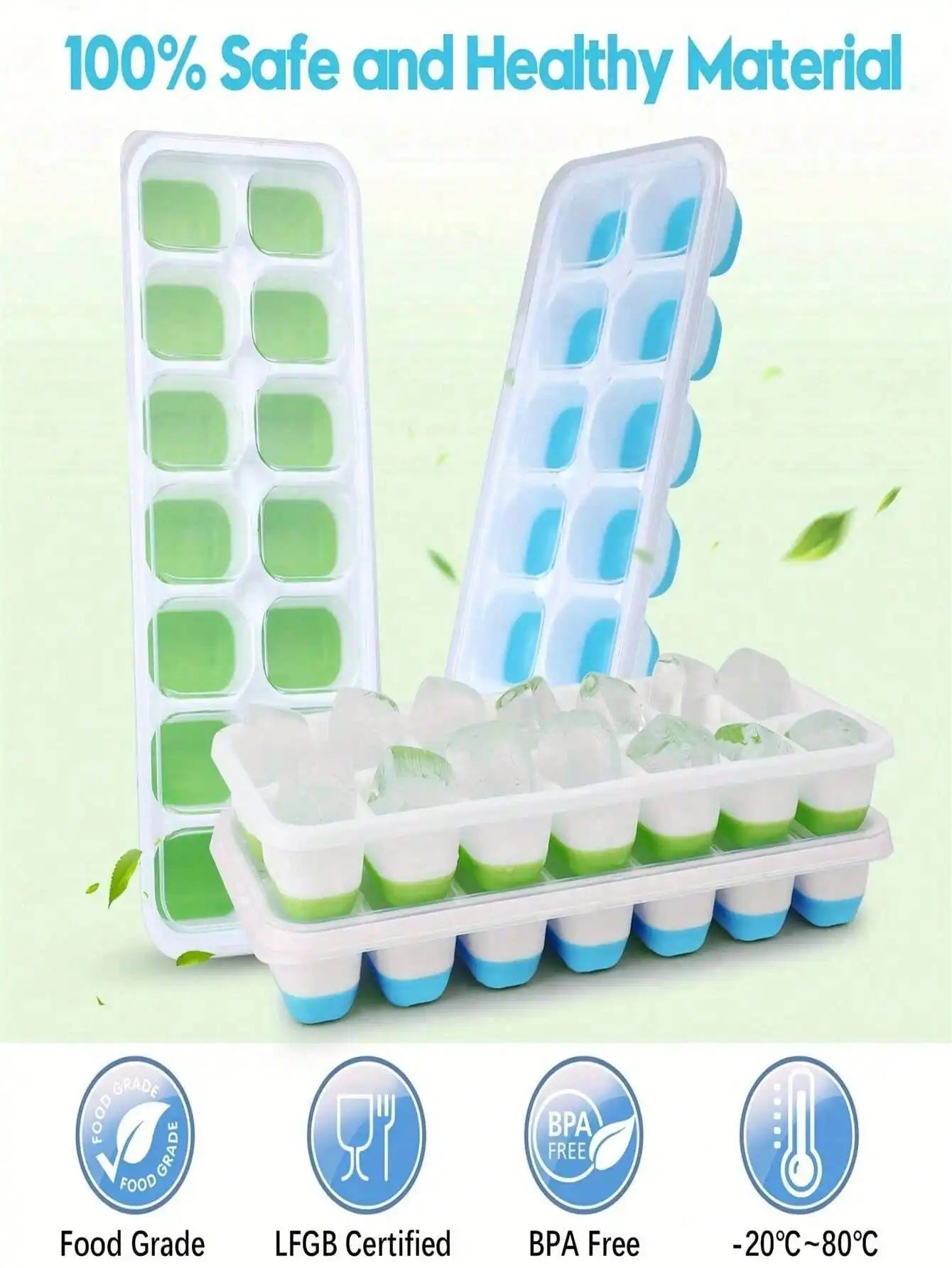 1/2/4pcs Silicone Ice Cube Trays, Easy Release & Flexible