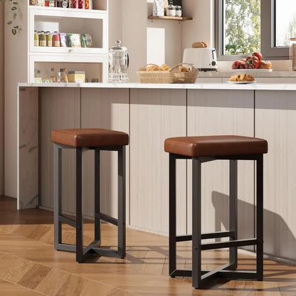2PCS 24" Bar Stools Set Counter Height Backless