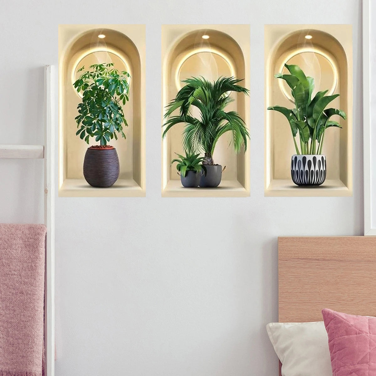 Tropical Jungle Theme Wall Decal Set with 3D Potted Plants