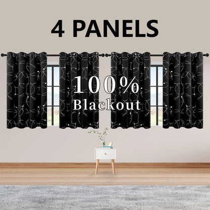 4PCS Blackout Curtains Grommet Thermal Insulated
