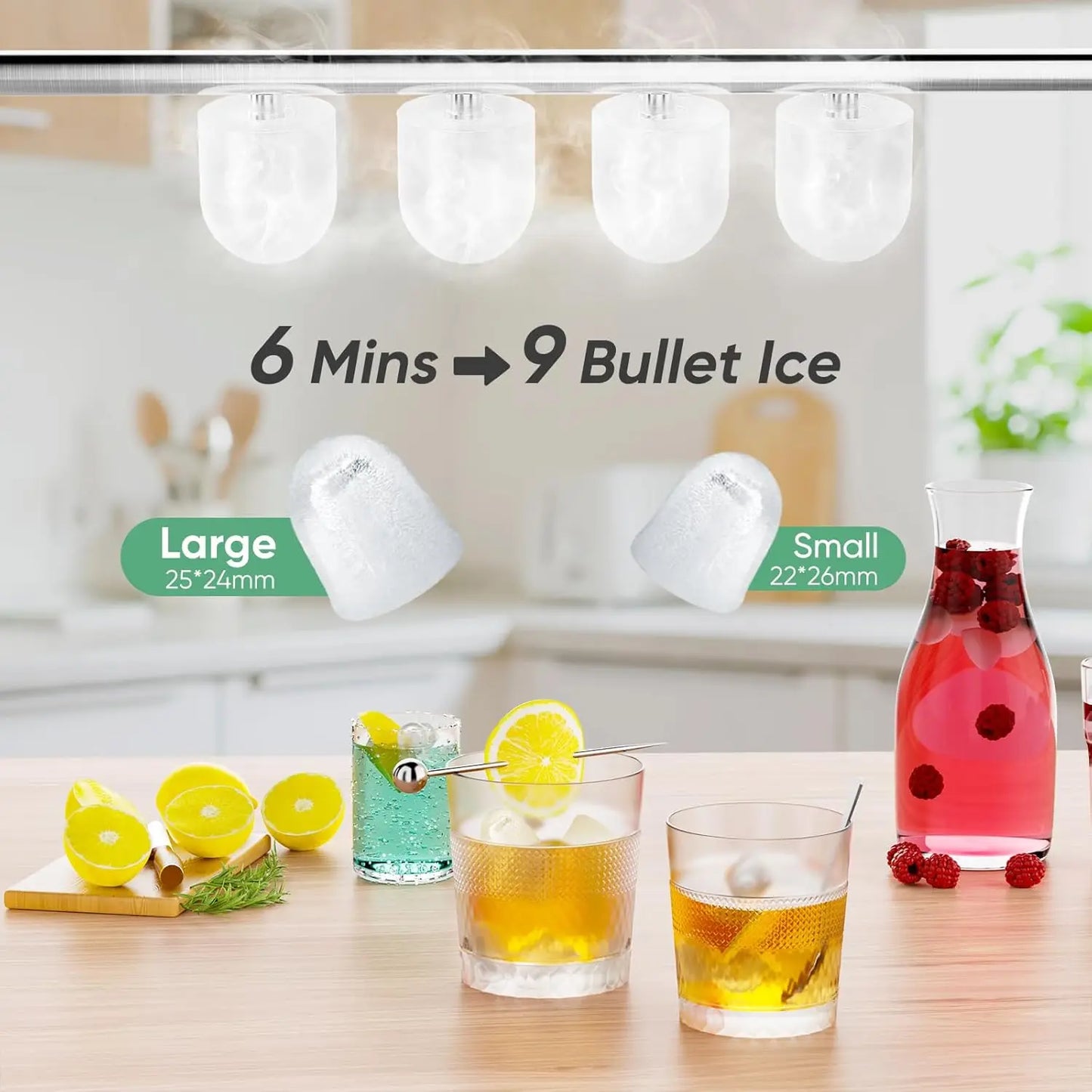 Portable Ice Maker, 26lbs/24H, Self-Cleaning