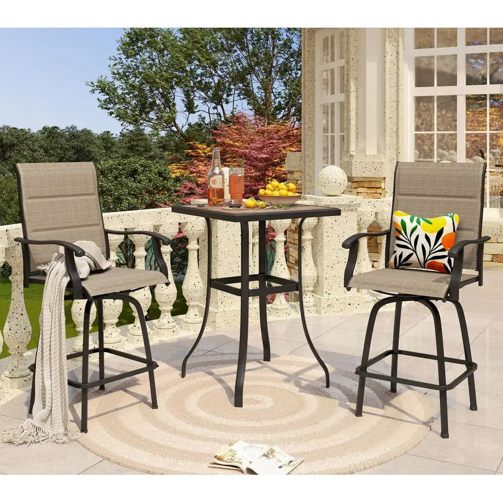3 Piece Outdoor Swivel Bar Stools Set
