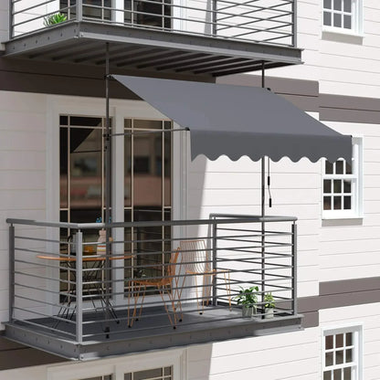Outdoor Patio Awning Sunshade Shelter, Manual Retractable Awning