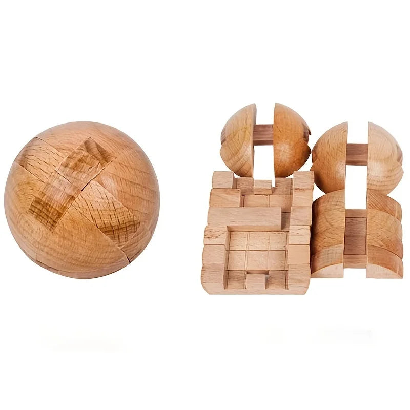 Wooden puzzle ball, cultivating problem-solving skills