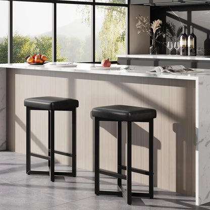 2PCS 24" Bar Stools Set Counter Height Backless