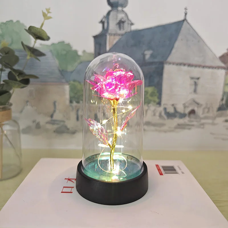 Artificial Glass Flower with Eternal Rose LED