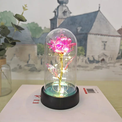 Artificial Glass Flower with Eternal Rose LED