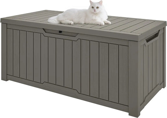 120-Gallon Deck Box, Waterproof Outdoor Storage Chest