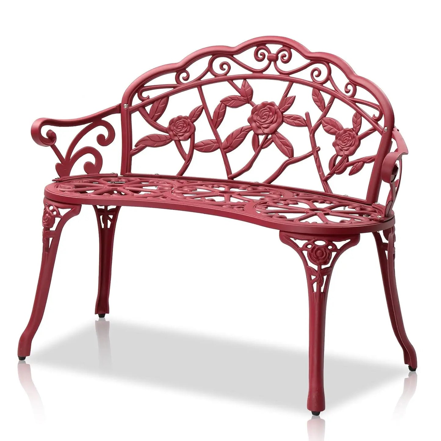 38.5" Patio Outdoor  Bench, 2-Person Cast Iron Cast Aluminum