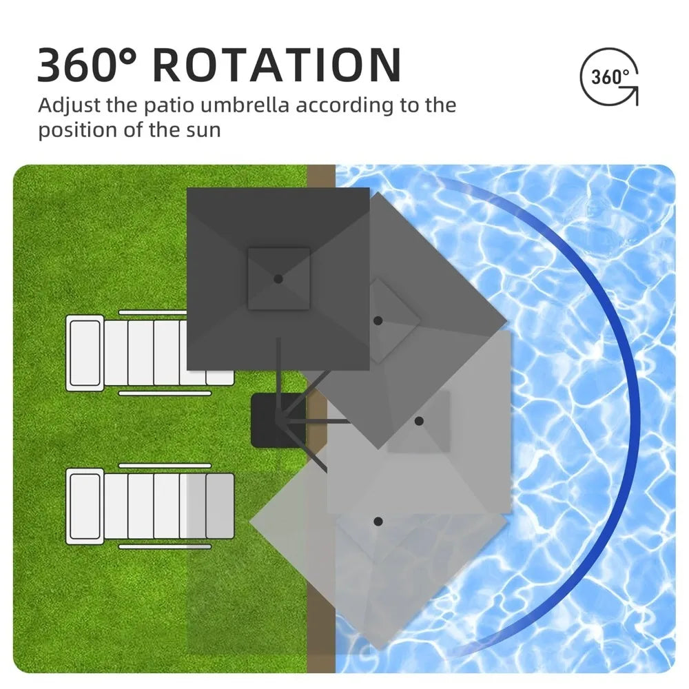 9x9 FT Outdoor Cantilever Patio Umbrella with Base Included