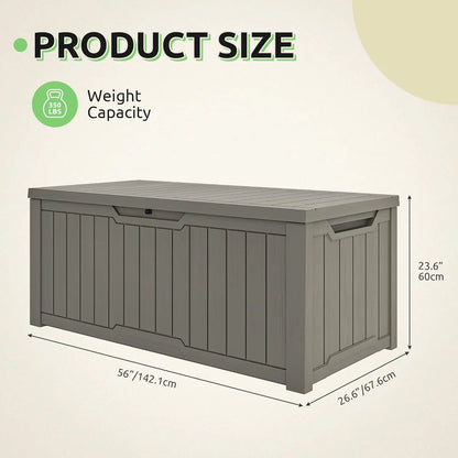 120-Gallon Deck Box, Waterproof Outdoor Storage Chest