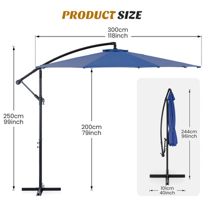JHK 10FT Outdoor Patio Umbrella Hanging Cantilever with Easy Tilt Adjustment