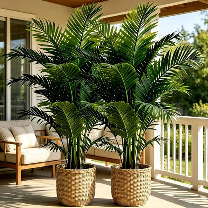 21 Inch Artificial Palm Tree, 2 Pack Fake Areca Palm Plant,
