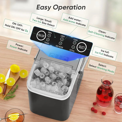 Portable Ice Maker, 26lbs/24H, Self-Cleaning