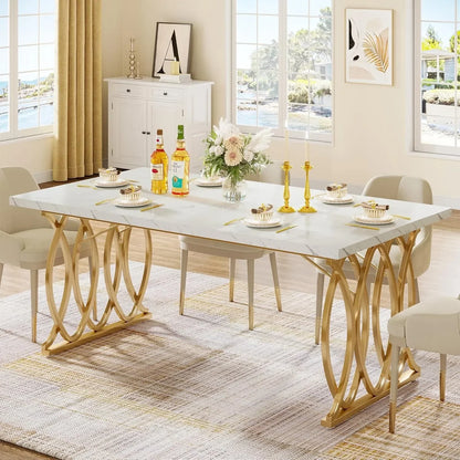 Modern Dining Table, 63" Large for 4-6 People