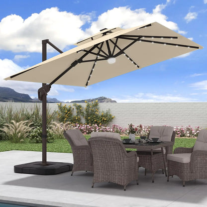 9x9 FT Outdoor Cantilever Patio Umbrella with Base Included