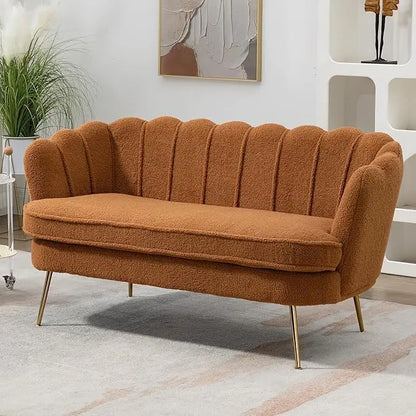 59" Chenille Upholstered Loveseat with Gold Metal Legs