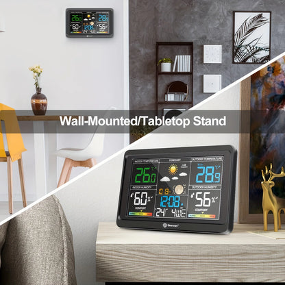 Weather Station Wireless Indoor Outdoor Thermometer, Color Display