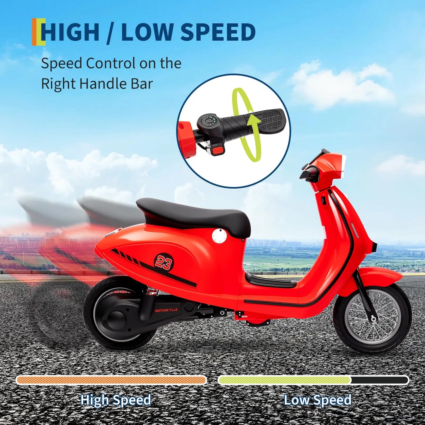 24V 350W Kids Electric Motorcycle, Dual Driving Modes