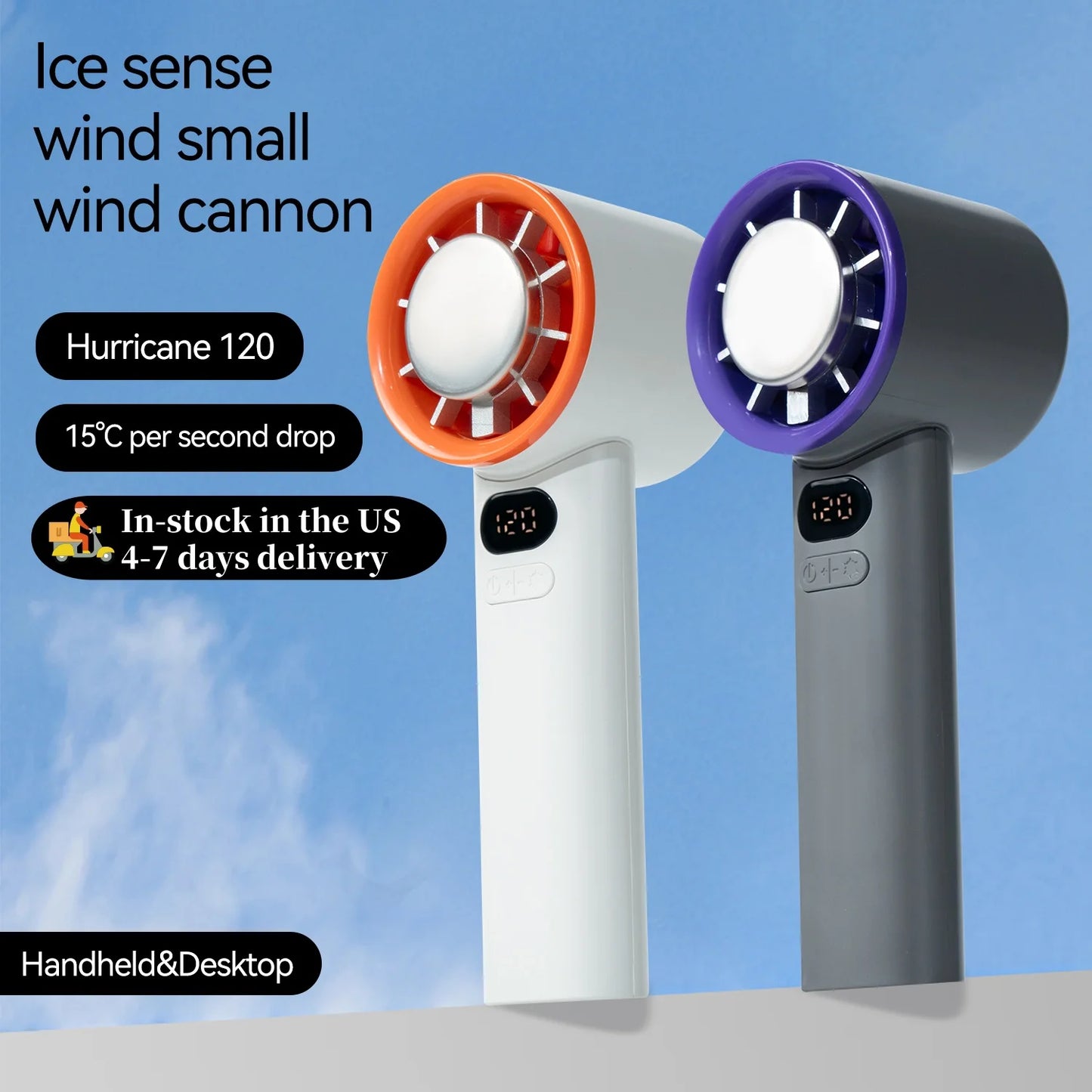 Portable Fan 120-Speed Digital Display Ice Cooling