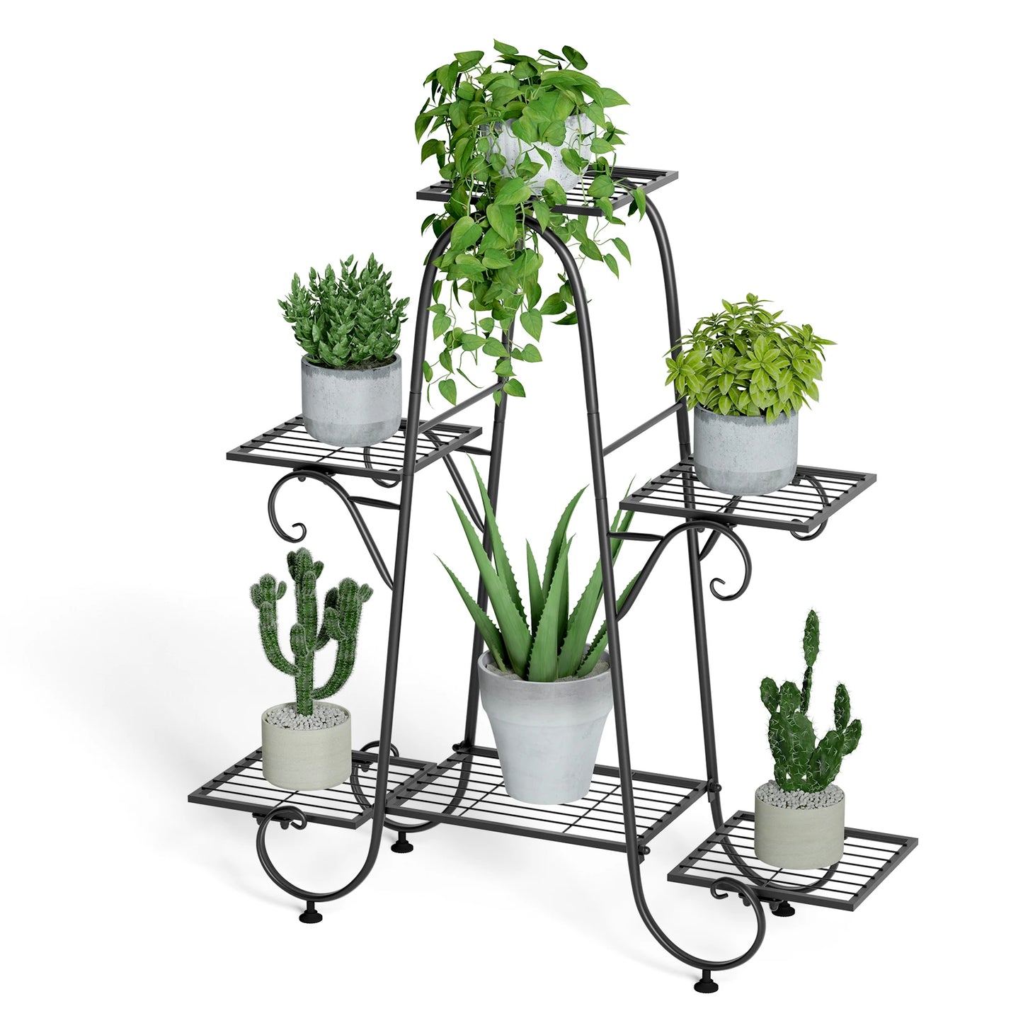6 Tiers Metal Plant Stand Flower Anti-rust  Black