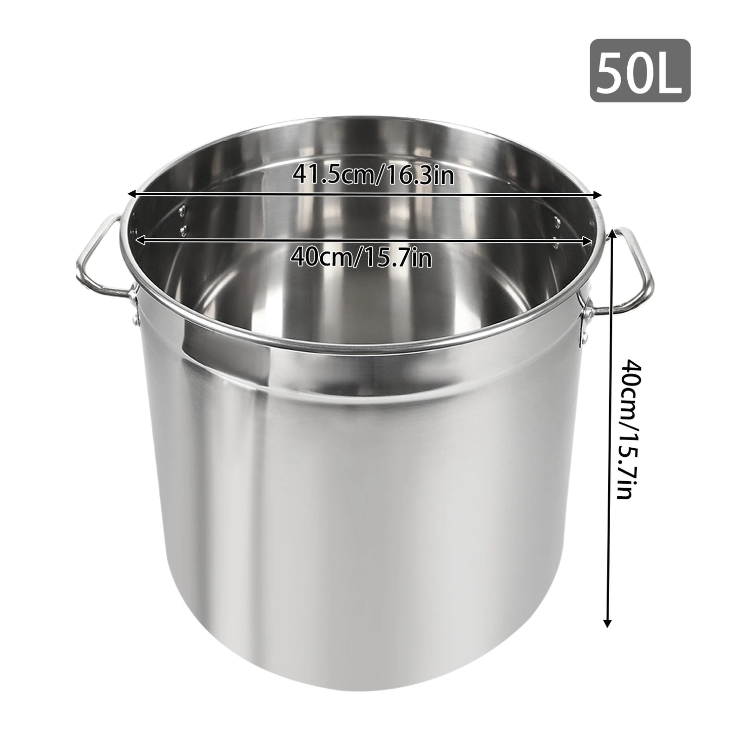 35/50/70L Soup Pot with Cover & Handles, Multi-functional Stainless Steel