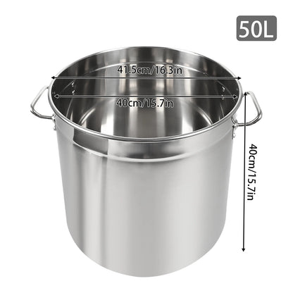 35/50/70L Soup Pot with Cover & Handles, Multi-functional Stainless Steel