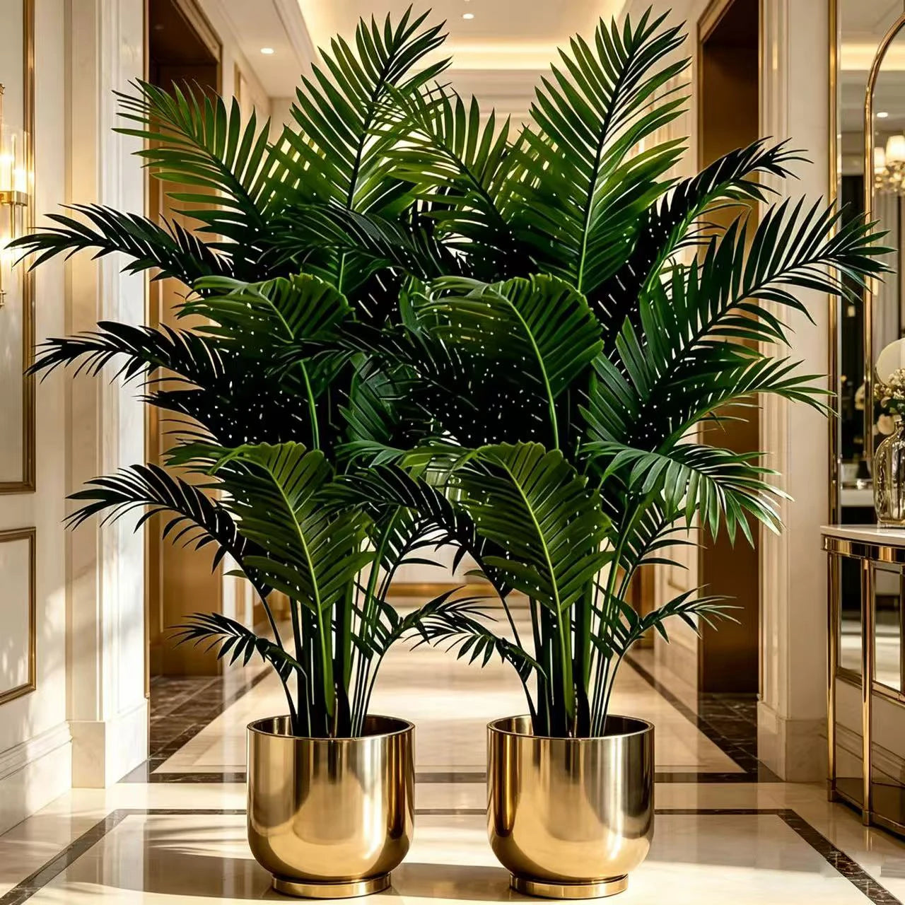 21 Inch Artificial Palm Tree, 2 Pack Fake Areca Palm Plant,