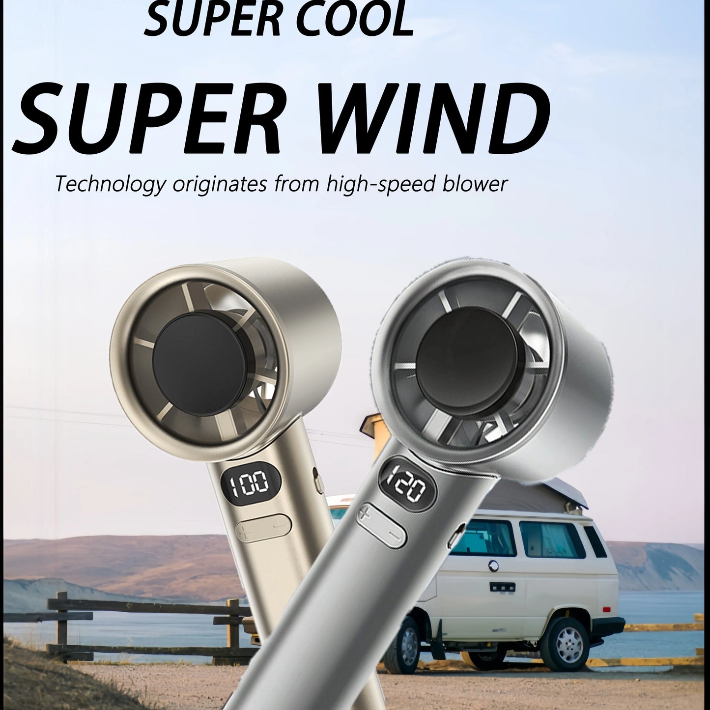Portable Fan 120-Speed Digital Display Ice Cooling