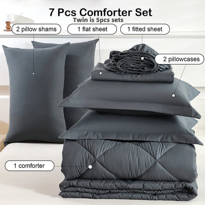 5pcs/7pcs Twin Full Queen King Bedding Sets, Comforter