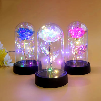 Artificial Glass Flower with Eternal Rose LED
