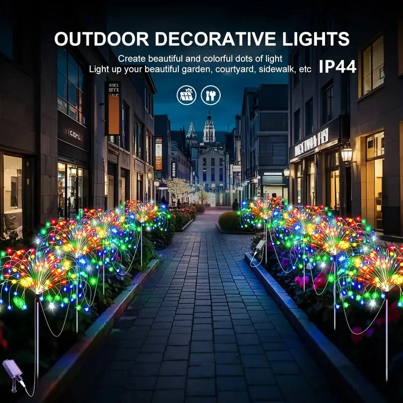 Solar LED Fireworks Lights 8 Lighting Modes Waterproof