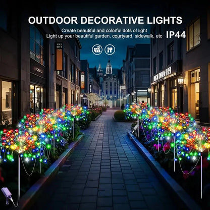 Solar LED Fireworks Lights 8 Lighting Modes Waterproof