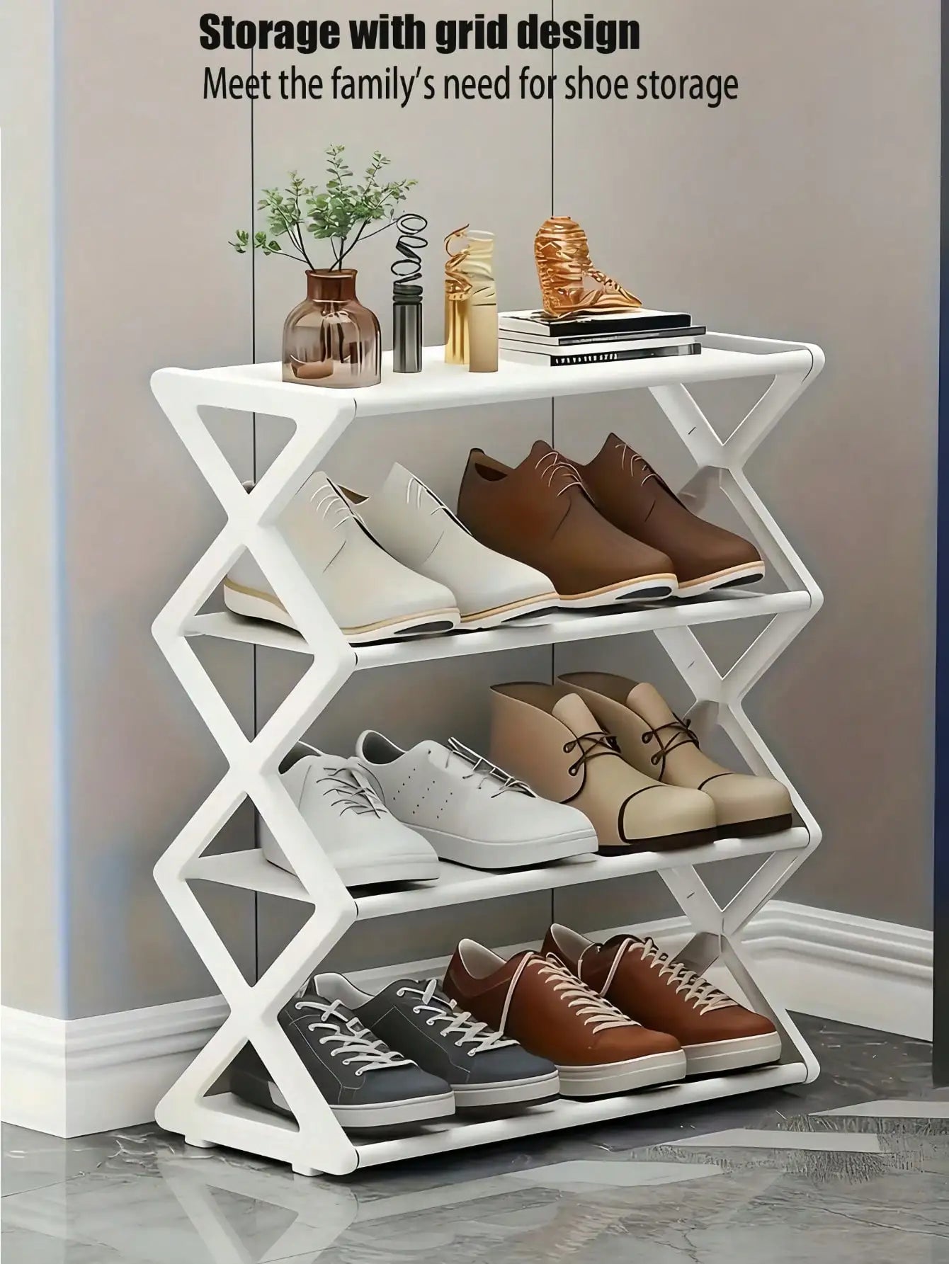 4-Tier Folding Shoe Rack | Space-Saving Storage Solution