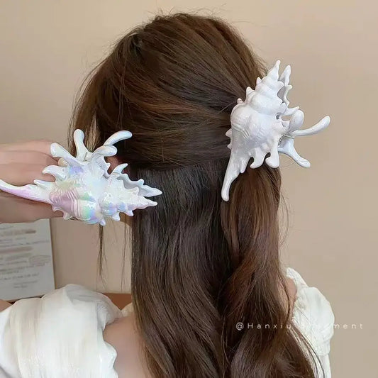 1pc seaside vacation style acrylic sea shell hair clip