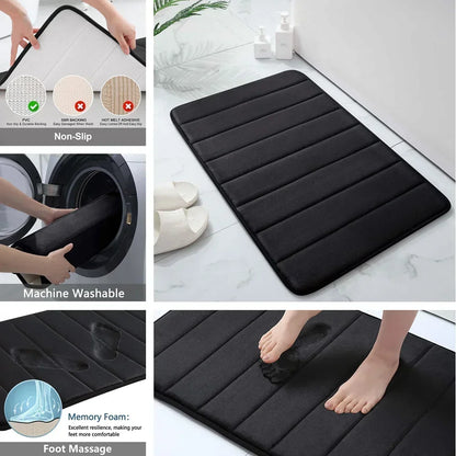 Memory Foam Bath Mat Set Super Absorption Non-Slip