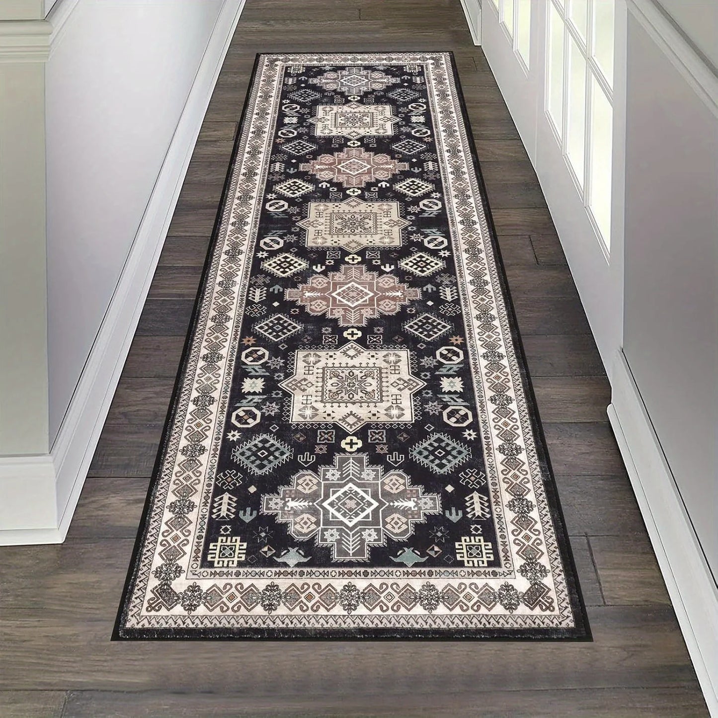 Runner Rug Non-Slip Washable Low Pile Accent Rug