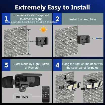 3-Head Solar Outdoor Light, Motion Sensor Security Light
