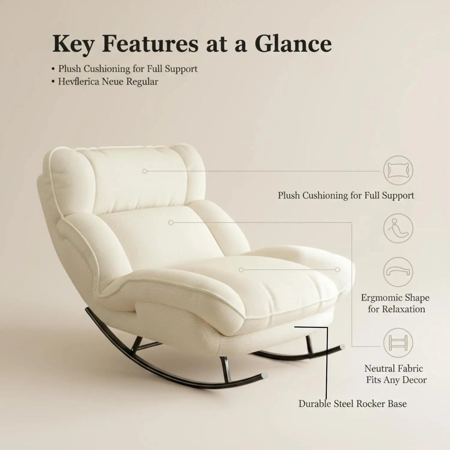 Sofa Rocking Chair Metal Frame with Adjustable Backrest