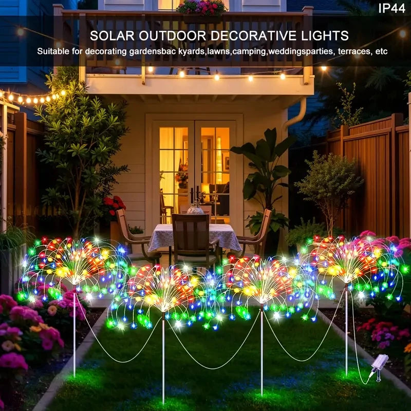 Solar LED Fireworks Lights 8 Lighting Modes Waterproof