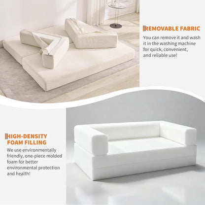 5-in-1 Convertible Sofa Bed,  No Assembly, Multi-Functional Futon