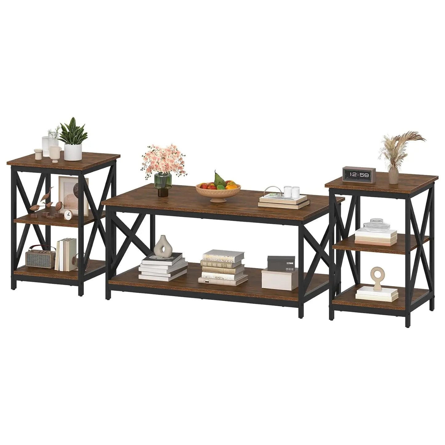 Living Room Coffee Table Set of 3, X-Design